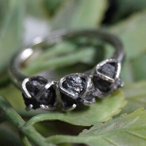 1.49 cts Black Raw diamond ring, Uncut diamond ring, Black rough diamond ring, Diamond Ring- 925 Silver ring - Diamond wedding ring