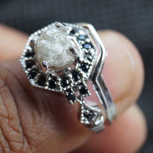 2.0 ct Raw diamond ring, Gray diamond ring, diamond ring, promise ring, engagement ring, raw stone, rough diamond ring, natural diamond ring