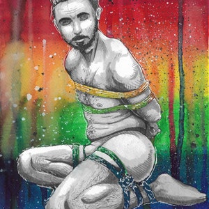 Pride - Man in Rope with Rainbow Background
