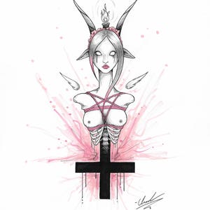 Baphomet - Dark Shibari Pastel Goth Art Print
