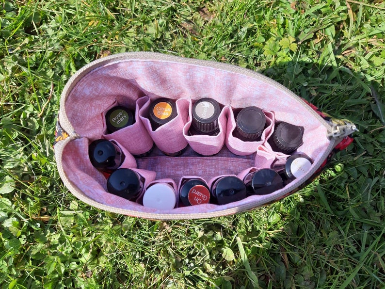 Black and Pink Floral Essential Oil Pouch