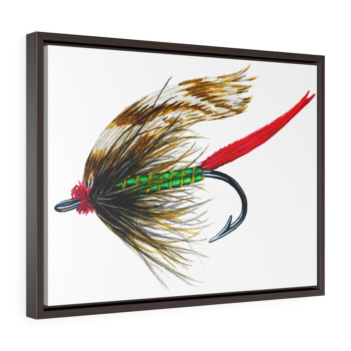 Fly Fishing Framed Canvas Fishing fly print Watercolor Etsy