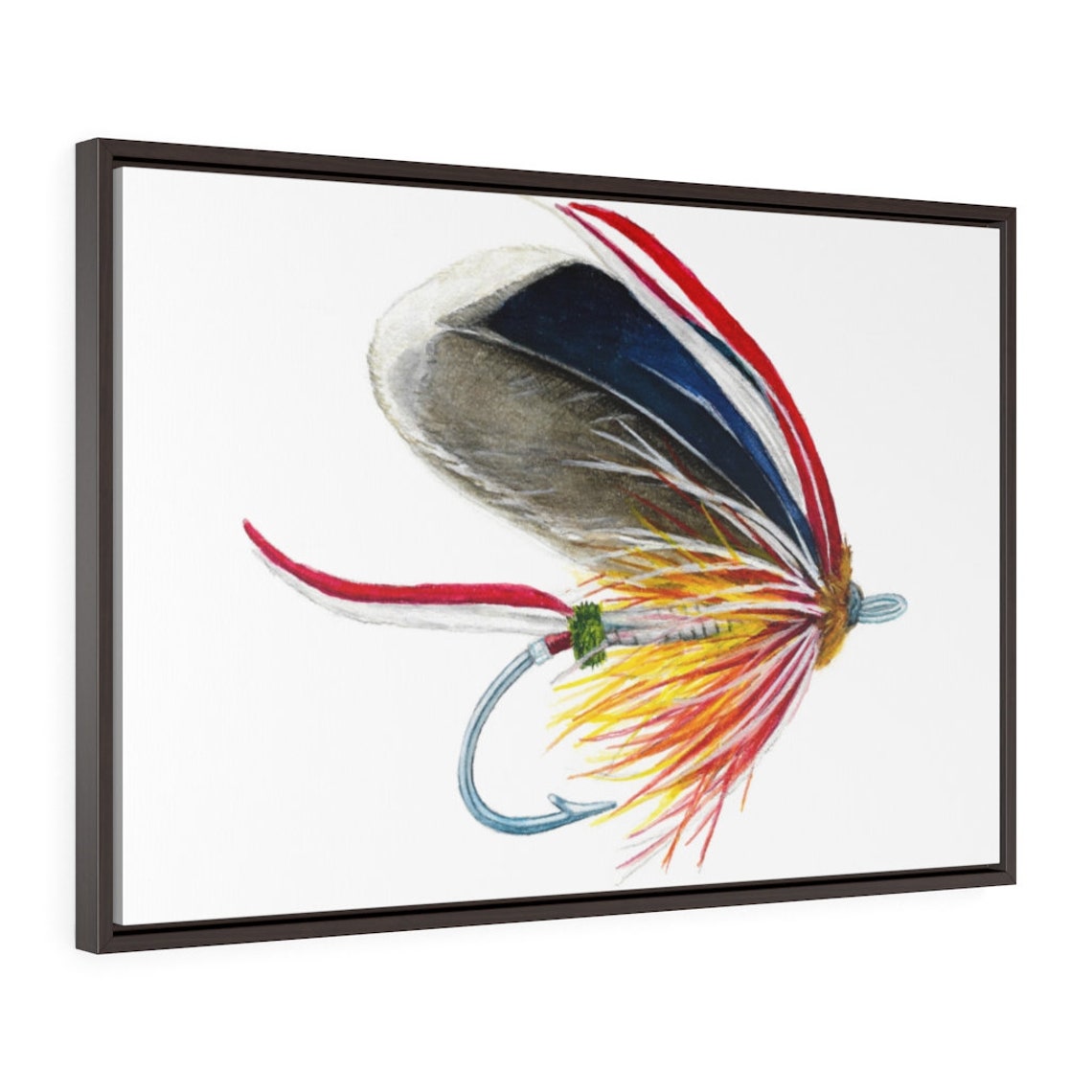 Image Vintage Imprimée – Art De La Pêche à La Mouche, Truite, Pêcheur Et Plumes