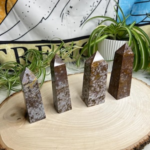 Ocean Jasper Towers, Red Ocean Jasper Towers, Colorful Pink OJ Crystal Towers, Crystal Room Decor, Crystal Gifts, Statement Pieces