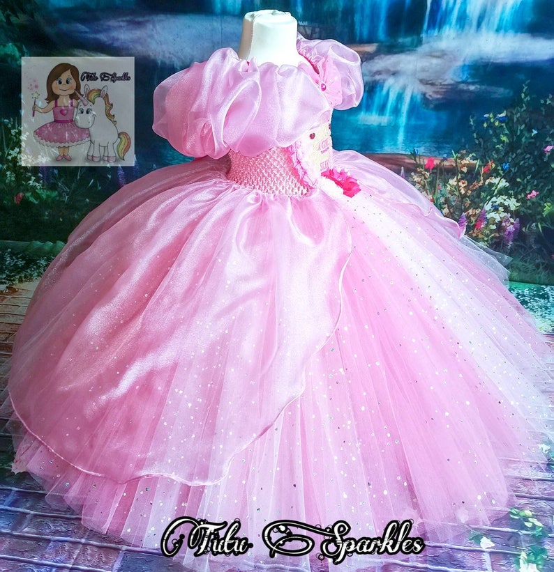 Girls Birthday dress Sleeping beauty inspired pink tutu world book day unique gift pageant dress Princess party toddlers dress