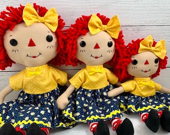 Raggedy Ann Doll, Personalized Rag Doll, Cinnamon Annie Doll, Unique Gift for Little Girl, Heirloom Quality Handmade Doll