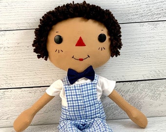 Raggedy Andy Doll, Rag Doll, Cinnamon Andrew Doll, Gift for Boys, Boys Room Décor, African American Doll, Latino Doll