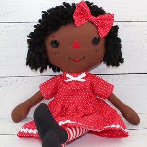 Raggedy Ann Doll, Handmade Black Doll, Cinnamon Annie Doll, Unique Gift for Little Girl, Heirloom Quality Rag Doll image 5