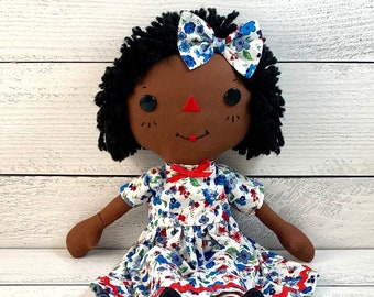 Raggedy Ann Doll, Black Rag Doll, Personalized Gift for Little Girls, Cinnamon Annie Doll