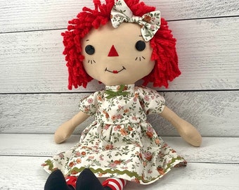 Raggedy Ann Doll, Rag Doll, Cinnamon Annie Doll, Unique Personalized Gift for Little Girl, Heirloom Quality Handmade Doll