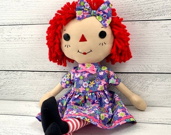 Cute Raggedy Ann Doll, Rag Doll, Personalized Gift for Little Girls, Cinnamon Annie Doll, Heirloom Quality Handmade Doll