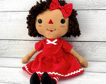 Raggedy Ann Doll, Rag Doll, Personalized Gift for Little Girl, Cinnamon Annie Doll, African American Doll, Latina Doll