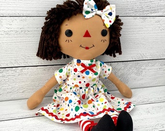 Personalized Rag Doll, Raggedy Ann Doll, Unique Gift for Little Girl, African American Doll, Latina Doll