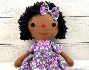 Cute Black Doll - Raggedy Ann Doll - Cinnamon Annie Doll - Rag Doll - Little Girls Gifts - Personalized Birthday Gift