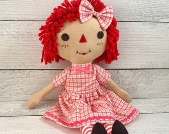 Raggedy Ann Doll, Special Personalized Gift for Little Girl, Cinnamon Annie Doll, Heirloom Quality Handmade Doll, Rag Doll