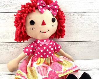 Raggedy Ann Doll, Rag Doll, Cinnamon Annie Doll, Personalized Gift for Little Girl, Heirloom Quality Handmade Doll