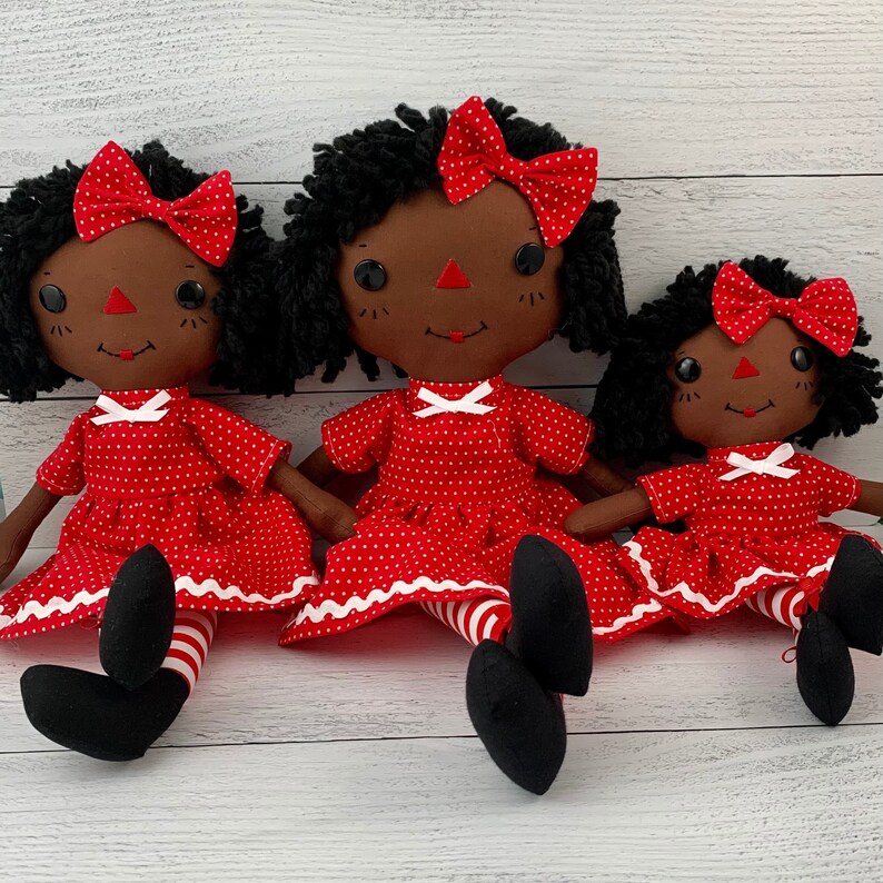 Raggedy Ann Doll, Handmade Black Doll, Cinnamon Annie Doll, Unique Gift for Little Girl, Heirloom Quality Rag Doll image 7