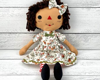 Rag Doll, Handmade Raggedy Ann Doll, Special Personalized Gift for Little Girl, African American Doll, Latina Doll