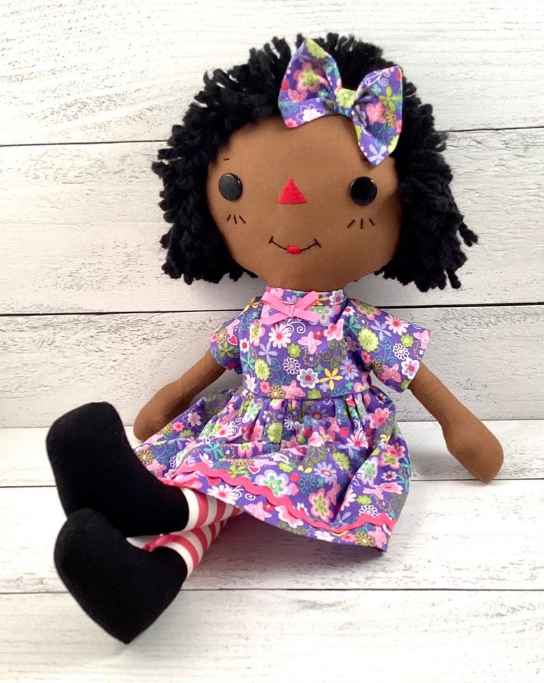 Cute Black Doll, Raggedy Ann Doll, Cinnamon Annie Doll, Special Personalized Gift for Little Girl, Heirloom Quality Handmade Rag Doll image 8