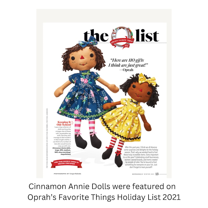 Raggedy Ann Doll, Handmade Black Doll, Cinnamon Annie Doll, Unique Gift for Little Girl, Heirloom Quality Rag Doll image 9