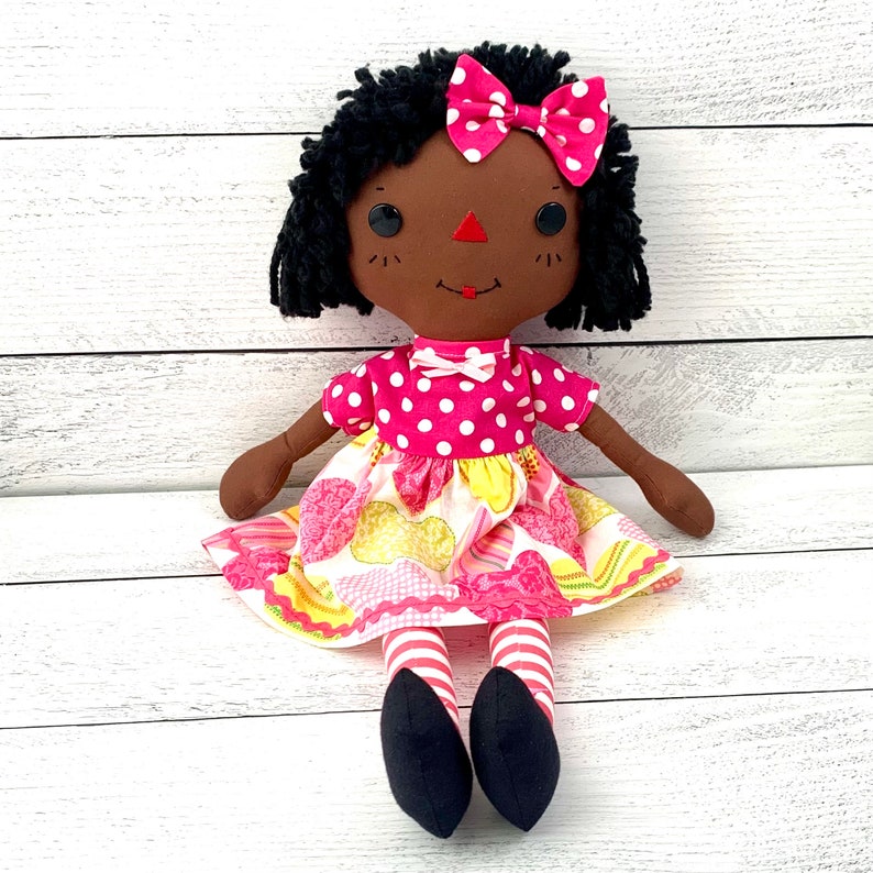 Black Rag Doll, Raggedy Ann Doll Handmade, Cinnamon Annie Doll, Personalized Gift for Little Girl, Heirloom Quality Handmade Doll image 4