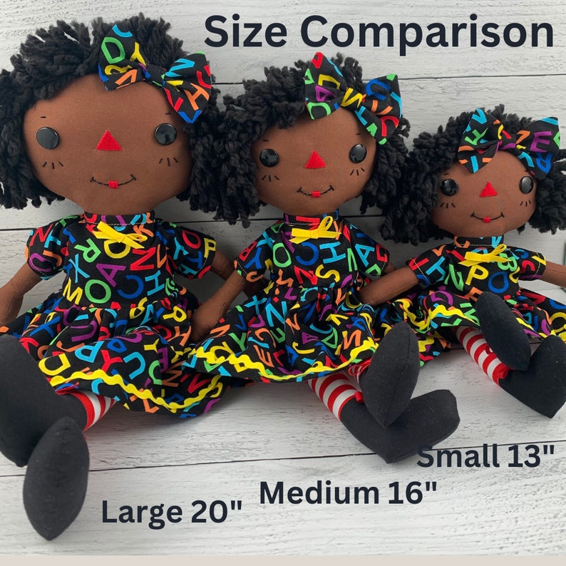 Black Rag Doll, Raggedy Ann Doll Handmade, Cinnamon Annie Doll, Personalized Gift for Little Girl, Heirloom Quality Handmade Doll image 6