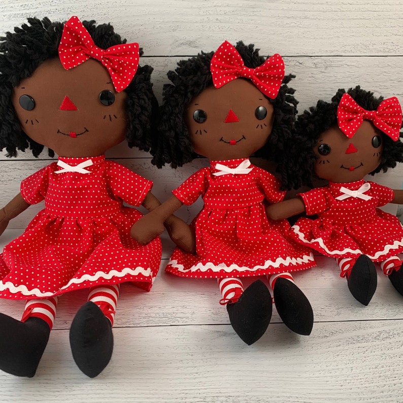 Raggedy Ann Doll, Handmade Black Doll, Cinnamon Annie Doll, Unique Gift for Little Girl, Heirloom Quality Rag Doll image 2