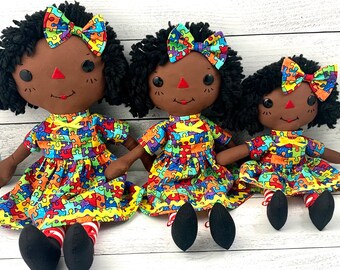 Black Rag Doll, Raggedy Ann Doll, Personalized Gift for Little Girls, Cinnamon Annie Doll, Heirloom Quality Handmade Doll