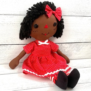 Raggedy Ann Doll, Handmade Black Doll, Cinnamon Annie Doll, Unique Gift for Little Girl, Heirloom Quality Rag Doll image 3