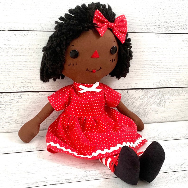 Raggedy Ann Doll, Handmade Black Doll, Cinnamon Annie Doll, Unique Gift for Little Girl, Heirloom Quality Rag Doll image 3