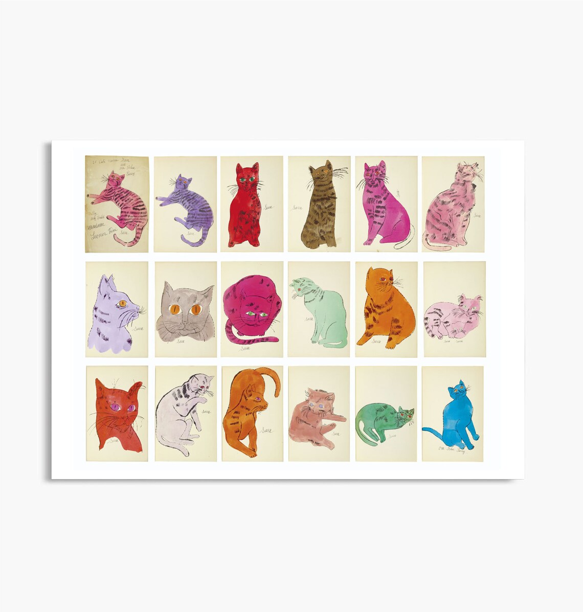 Andy Warhol Cats Poster Andy Warhol Cats Print 25 Cats Named Etsy France