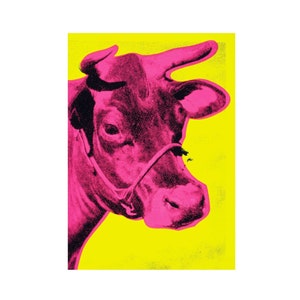 Andy Warhol Cow Print, Andy Warhol Cow Poster, Warhol Magenta Cow Wall Art, Pink and Yellow Cow Warhol, Cow Wall Art, Cow Prints, Cow Poster image 4