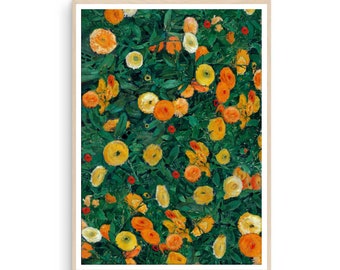 Marigolds Wall Art, Marigolds Vintage Painting, Marigolds Oil Painting, Wildflowers Poster, Field of Flowers Print, Marigolds Wall Art