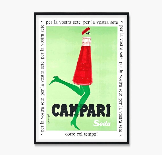 Campari Soda Poster, Campari Soda Print, Campari Art, Red Green