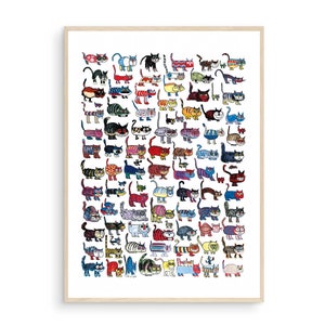 One Hundred Cats and a Mouse Poster by Vittorio Fiorucci, 100 Cats and a Mouse Print, 100 Cats Poster, Vittorio Cat Poster, Vittorio Cat Art image 2