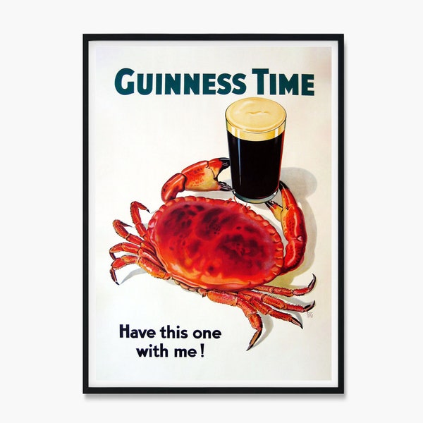 Guinness and Crab Poster, Vintage Guinness and Lobster Art Print, Have this One on Me 1931, Crab Posters, Lobster Art