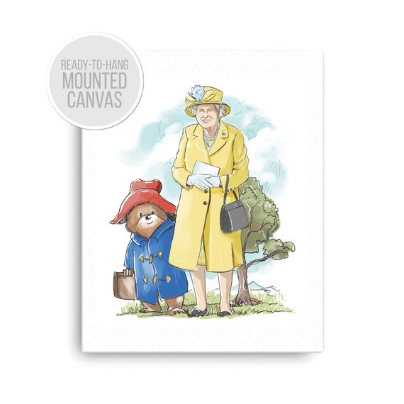 Queen and Paddington Bear Canvas Queen Elizabeth and Etsy