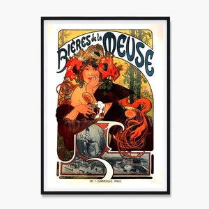 Bières de la Meuse Art Print Poster,  Beer of the Meuse Art Print Poster, Vintage Food and Wine Wall Art, French Vintage Wall Art, France