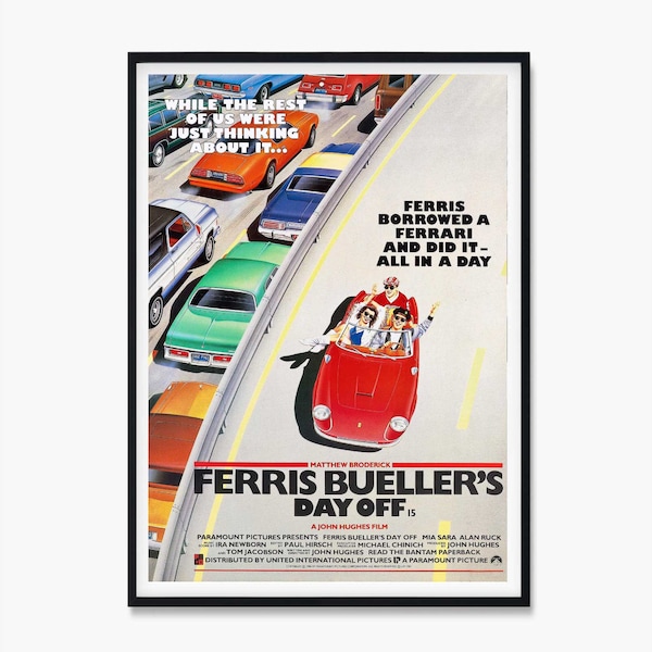 Cartel de la película del día libre de Ferris Buellers, impresión de la película del día libre de Ferris Buellers, arte de la pared de Beuller, arte de la pared de la película vintage, impresión de arte de la película vintage