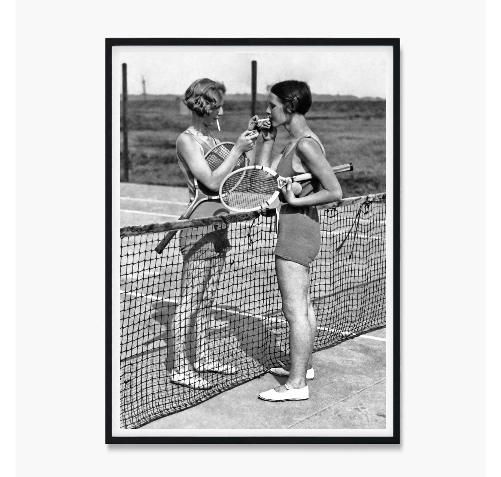 Vintage Tennis Photo Print Women Smoking Players Gift Wall 