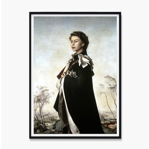 Impression Pietro Annigoni de la reine Elizabeth, portrait de la reine et de Pietro Annigoni, affiche de la reine Elizabeth, art de la reine Elizabeth, art mural Elizabeth