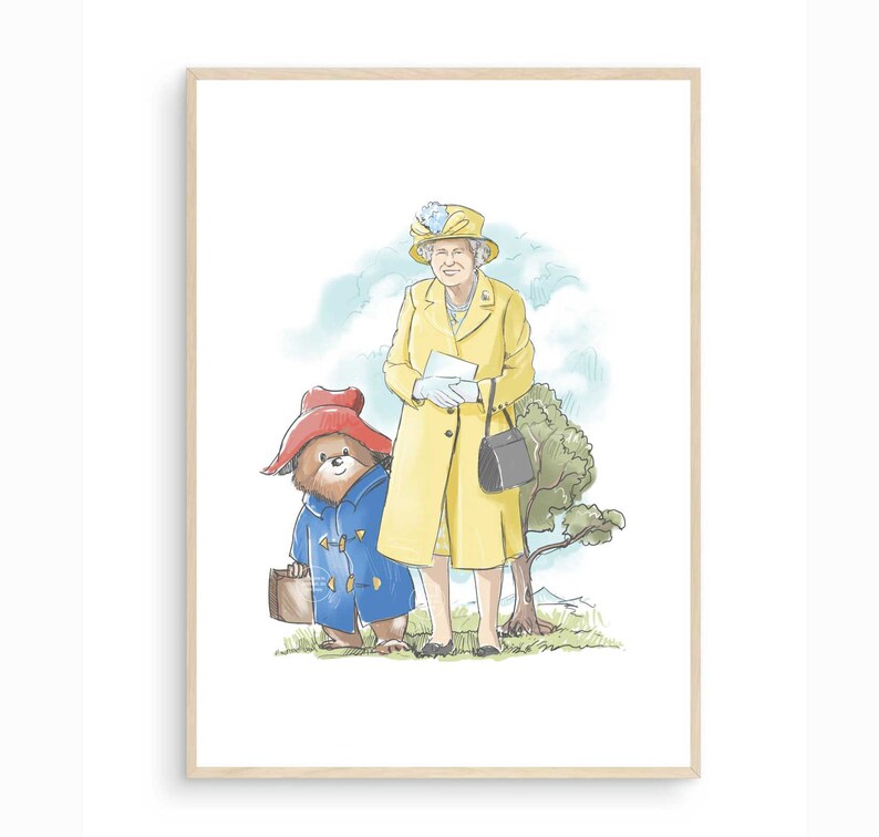 Queen Elizabeth and Paddington Bear Print Queen and Etsy
