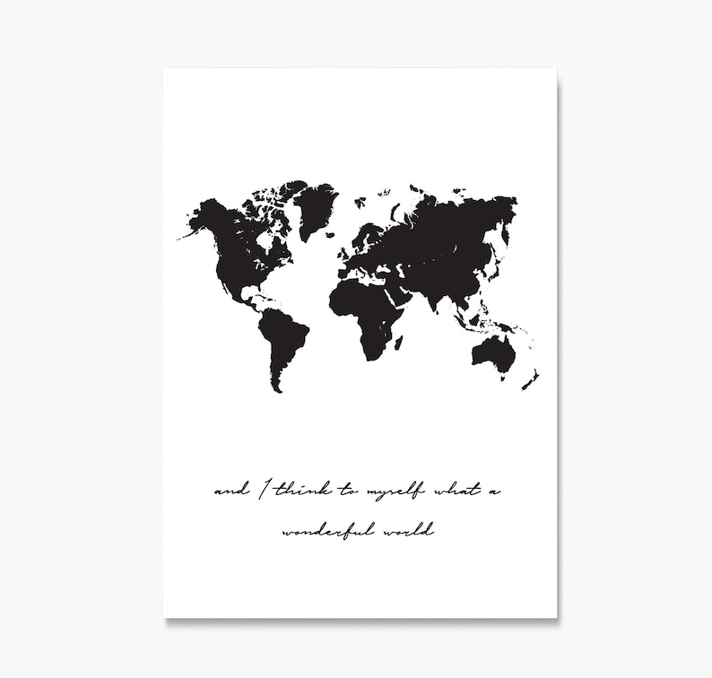 What a Wonderful World Poster World Map Wall Art World Map Etsy