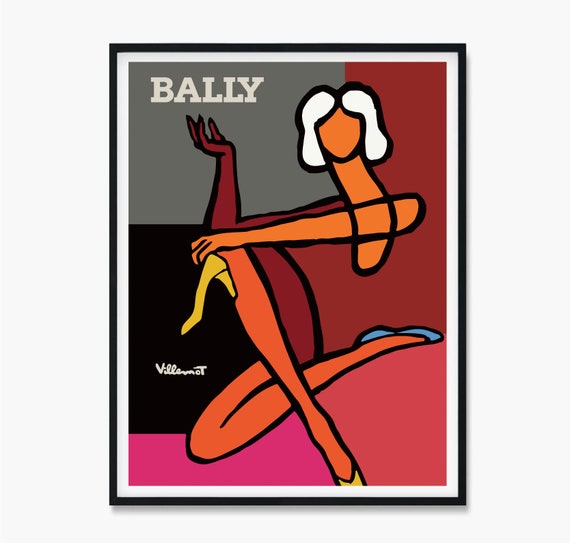 Poster donna diptyque bally stampa donna dittico bally arte Bernard Villemot stampe vintage poster bally stampa bally vintage wall art Etsy Italia