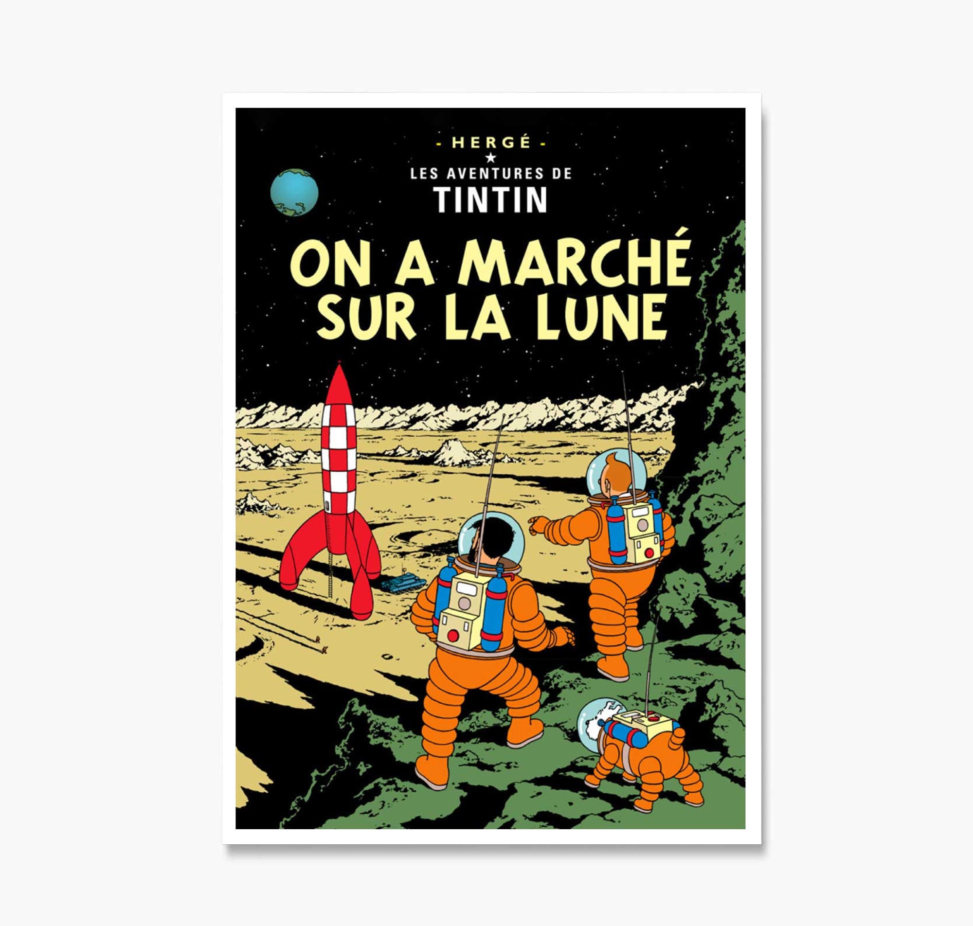 Tintin On A Marche Sur La Lune Poster, Tintin Explorers on the Moon Poster
