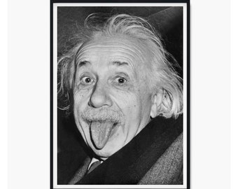 Einstein Tongue Out Vintage Print, Einstein Tongue Out Posters, Einstein Tongue Wall Art, Einstein Poster, Science Poster, Chemistry Poster