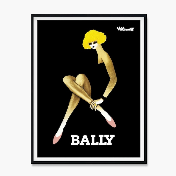 Bally Blonde Woman Poster, Bally Blonde Woman Print, Bernard Villemot Art, vintage Prints, Bally Poster, Bally Print, vintage Wall Art