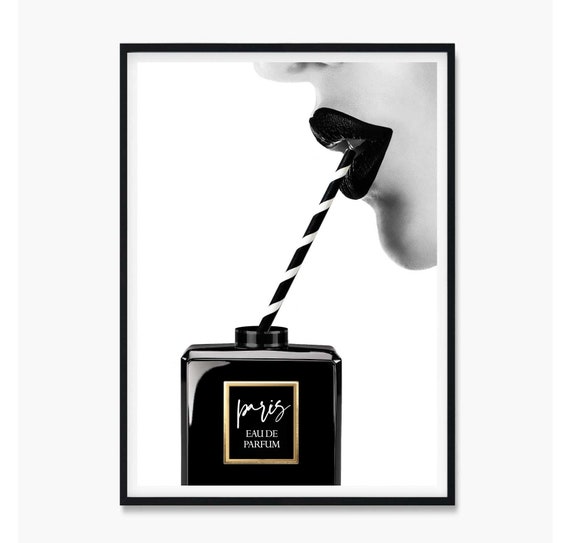 Black Perfume Bottle Paris Perfume Bottle Art Print Coco Art 