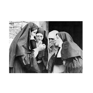 Smoking Nuns Poster, Smoking Nuns Print, Smoking Nun Wall Art, 1950's photos, Cigarette Art, Vintage Photography, Black and White Wall Art image 3