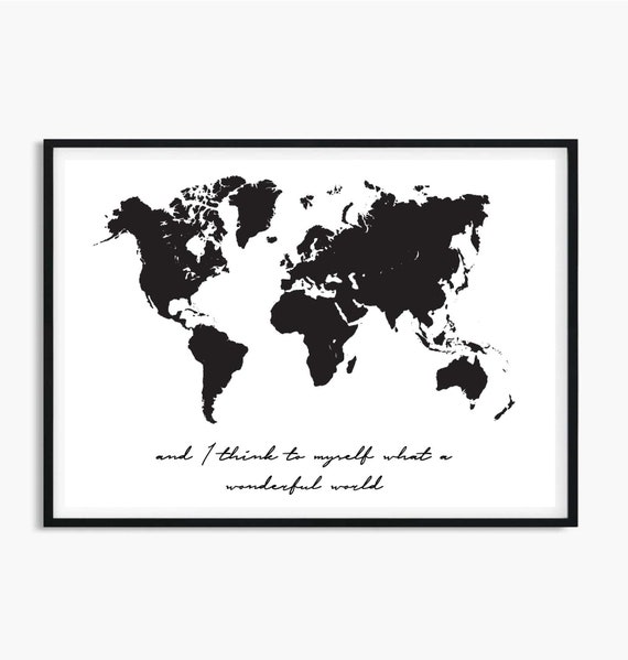 What a wonderful world poster World Map Wall Art World Map Etsy